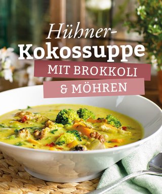 Hühner-Kokos-Suppe mit Brokkoli und Möhren