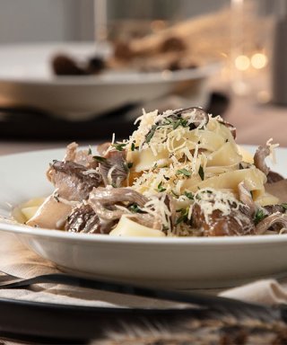 Pasta mit Maronen-Pilz-Sauce